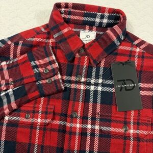 NWT 7 Diamonds Generation 4-Way Stretch Flannel Shirt Red Plaid GSMK-7409 Mens S